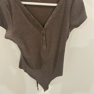 American Eagle Outfitters Brown V-Neck Bodysuit